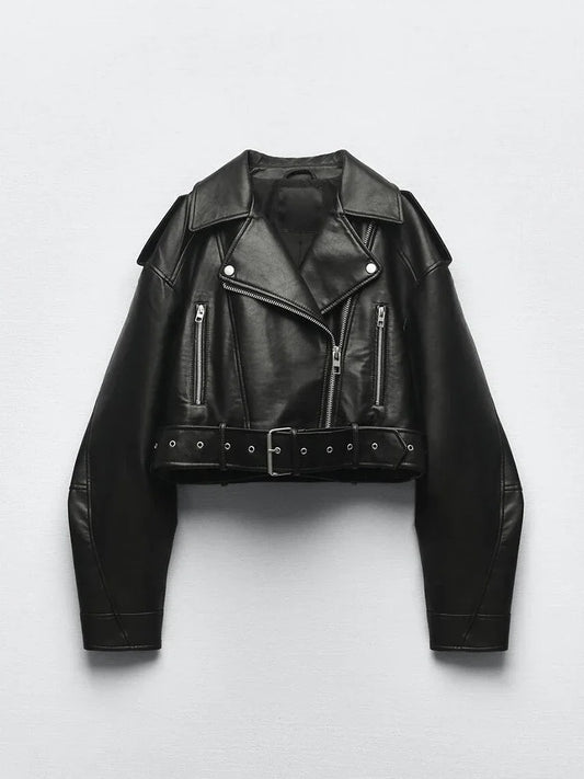 Faux Leather Short Jacket